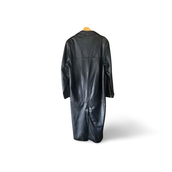 2DM Black Leather Trench Coat – Matrix Era, 90s Minimal Gothic - Picture 5 of 8